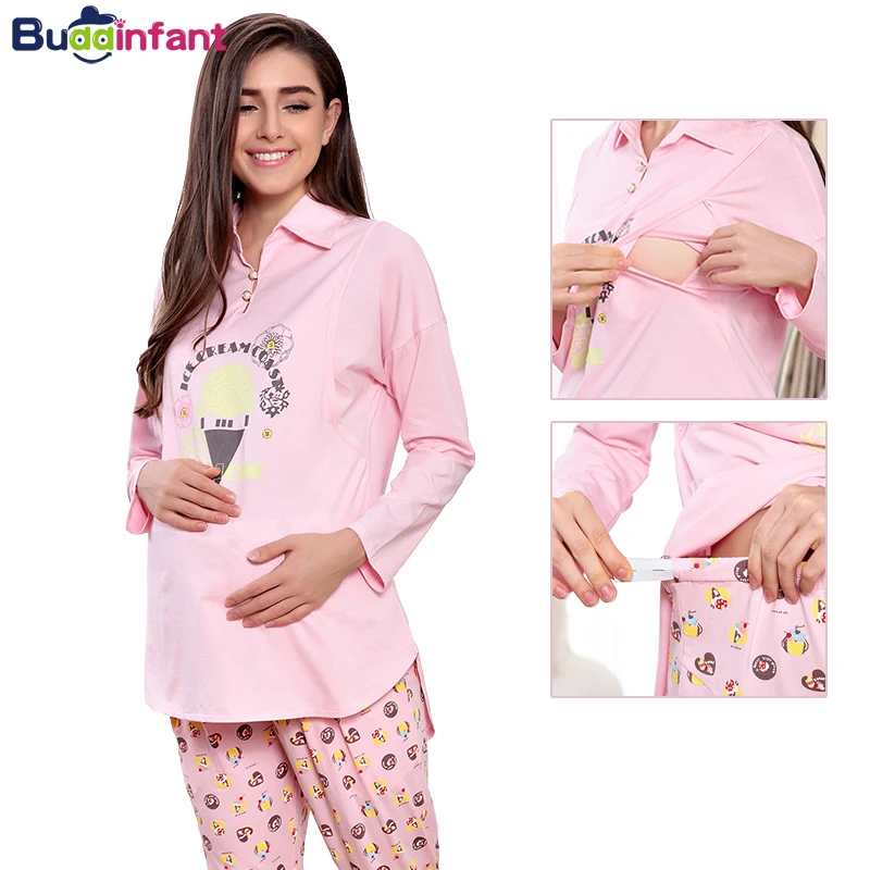 Pajamas Maternity sleepwear pregnancy top + pant pregnant women mother