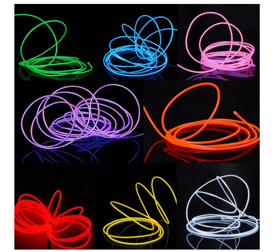 Светодиодные ленты 3V неоновый светильник свечение EL провода 1 м/2 м/3 м/5 м трос лента кабель для обуви Костюмы автомобиля вечерние украшения