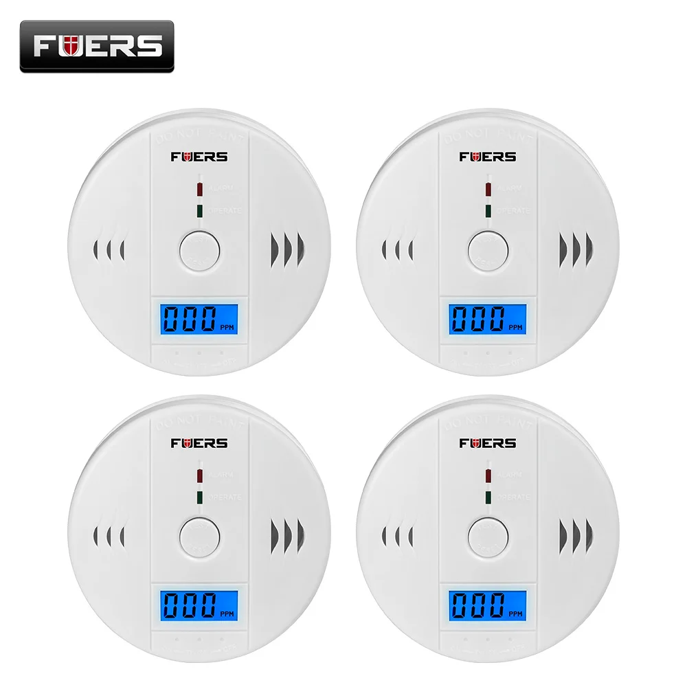 

Fuers 4pcs Gas Detector Sensor Carbon Monoxide Work Alone 85db Siren Sound Independent Carbon Monoxide Detectors CO Sensor