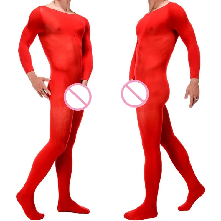 Men's Bodystockings Sexy Lingerie Men's Ultra Elastic Core-spun Yarn Sexy Bodyhose Fetish With Penis Sheath