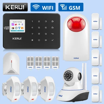 

KERUI W18 WIFI GSM Burglar Security Alarm System IP Camera SMS APP Control Home Glass Break Detector Curtain Motion Detector Kit