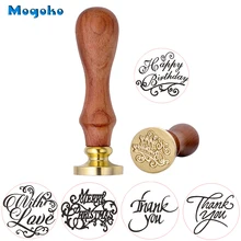 Mogoko cire sceau timbres rétro Scrapbooking timbre joyeux noël joyeux anniversaire merci avec amour Antique cachetage cire timbre 1pc