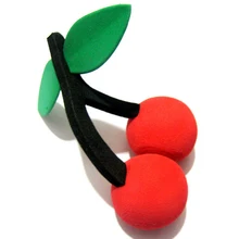 Красная двойная вишня с зелеными листьями маленькая милая мультяшная кукла антенна шар воздушные топперы украшение автомобиля украшение крыши