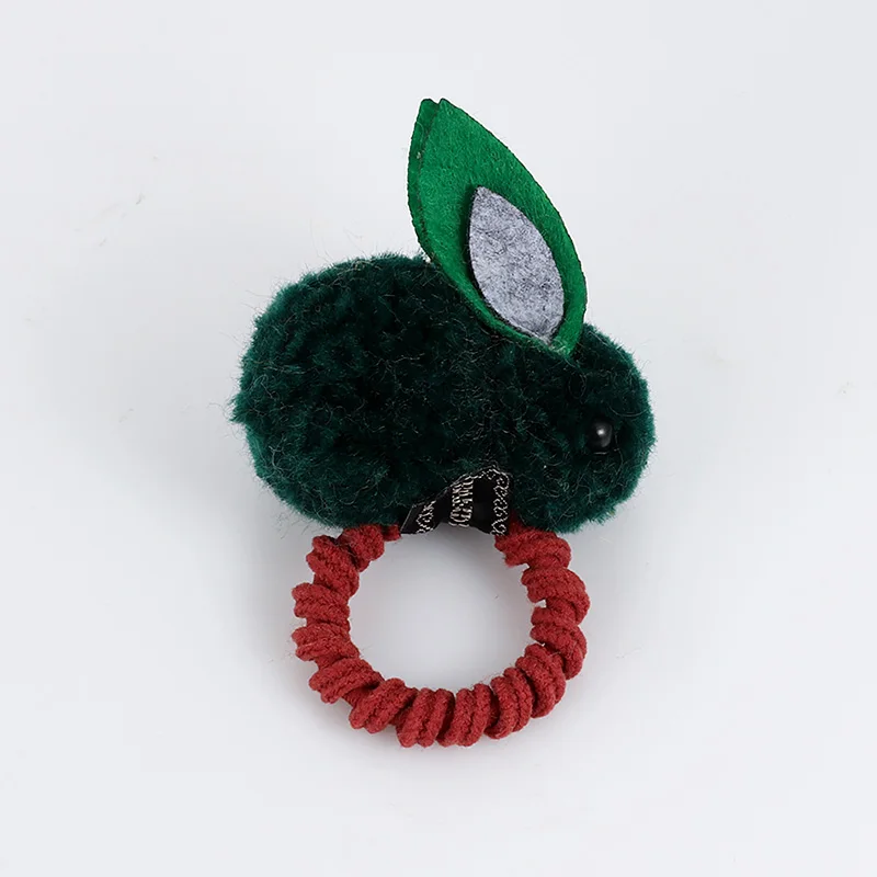 dark green Милые животные волосы мяч кроличьи волосы кольцо женские эластичные резинки волос украшение на голову в Корейском стиле детские аксессуары украшения для волос - Цвет: dark green