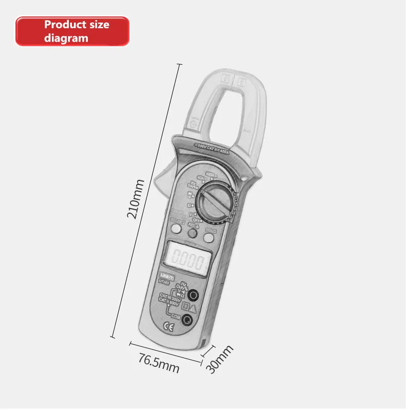 UT200A цифровой клещи Цифровой мультиметр Амперметр Сопротивление высокой точности DC Напряжение метр