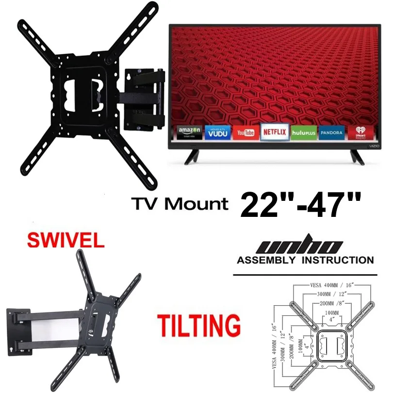 TV Wall Mount Monitor LCD LED Tilt Full Motion Bracket 22 27 32 37 40 46 47 50