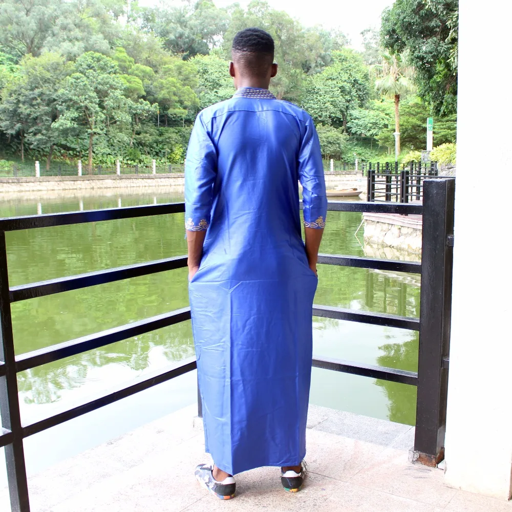Dashikiage Унисекс Новая мода Базен длинная рубашка африканская вышивка кафтан Дашики с карманами