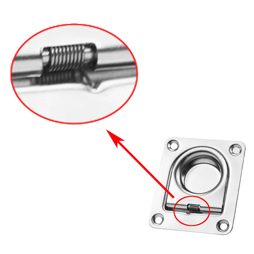 Marine Grade 304 Stainless Steel Ring Handle Flush Hatch Locker 56 x 66mm