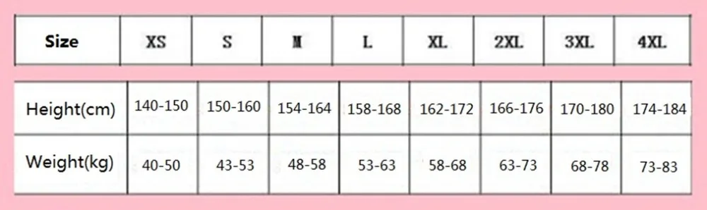 女款建议尺寸图