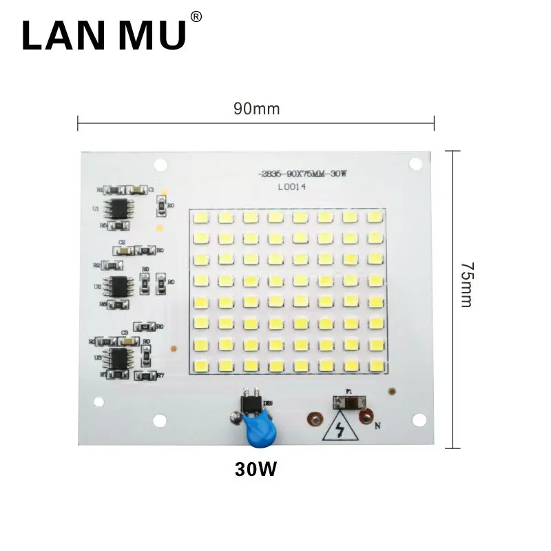 LAN MU 10 шт. светодиодный ламповый чип 220 В SMD лампочка 2835 5730 Smart IC светодиодный светильник на входе 10 Вт 20 Вт 30 Вт 50 Вт 90 Вт для наружного прожектора светильник