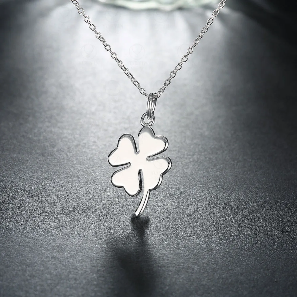 Pure silver 925 necklace jewelry fashion accessories manufacturer source four-leaf grass necklace pendant European and American Fine Jewelry