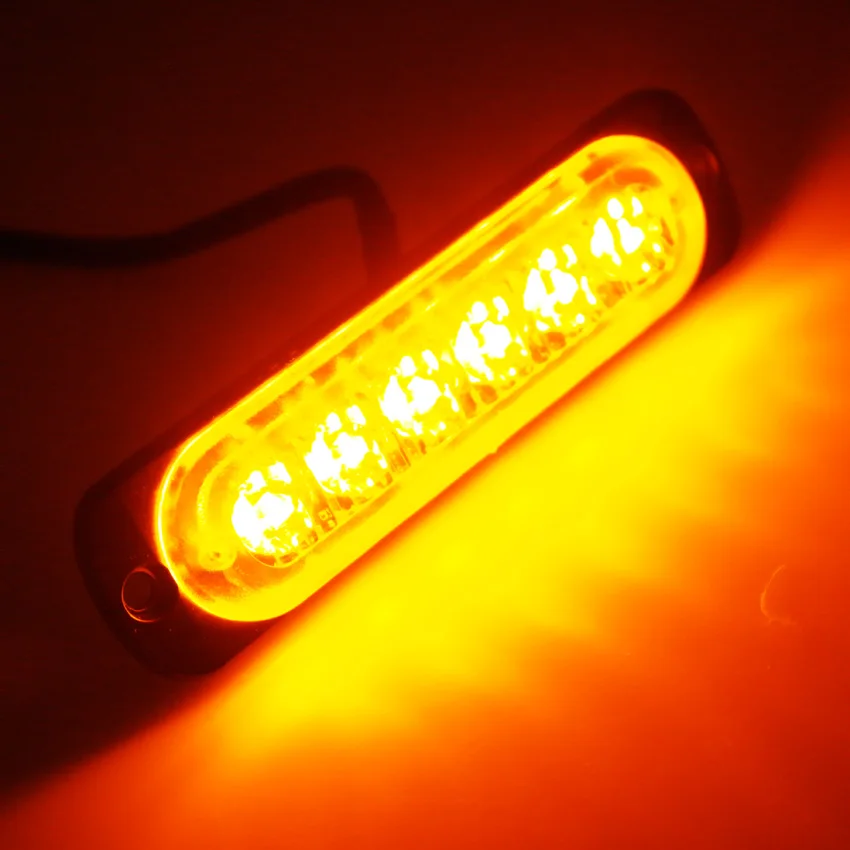

1pcs Super Thin Waterproof 24V 12V 6 LED Truck Pick-Up Vehicle Side Tail Flashing Warning Light Strobe