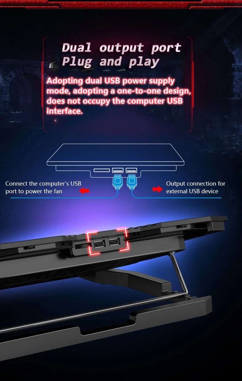 Кулер для ноутбука 2 usb порта и пять охлаждающих вентиляторов охлаждающая подставка для ноутбука светодиодный сенсорный стенд для ноутбука 12-17 дюймов для ноутбука