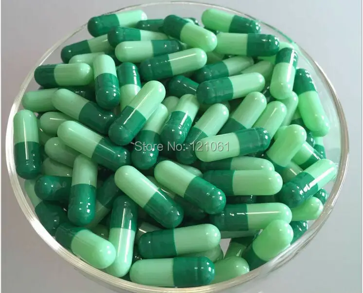 2 200pcs,green light green colored empty capsules size 2,hard gelatin empty capsules(joined or