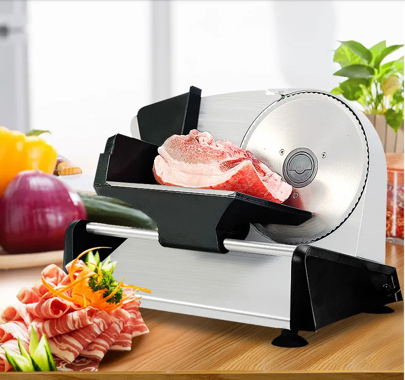 

110/220V Home Meat Slicer Semiautomatic Electric Slicer Multifunction Meat Cutter for Commercial Fruits Ham Bread