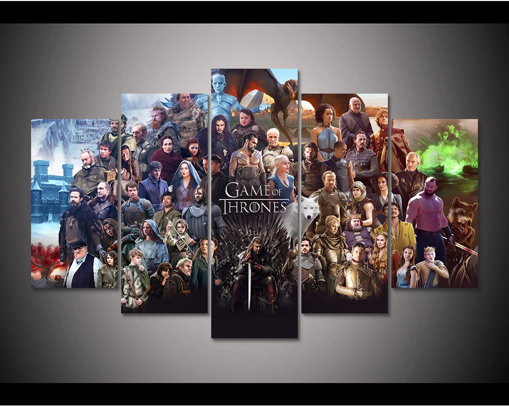 Framed HD Print 5pcs Game of Thrones canvas wall art Painting modern