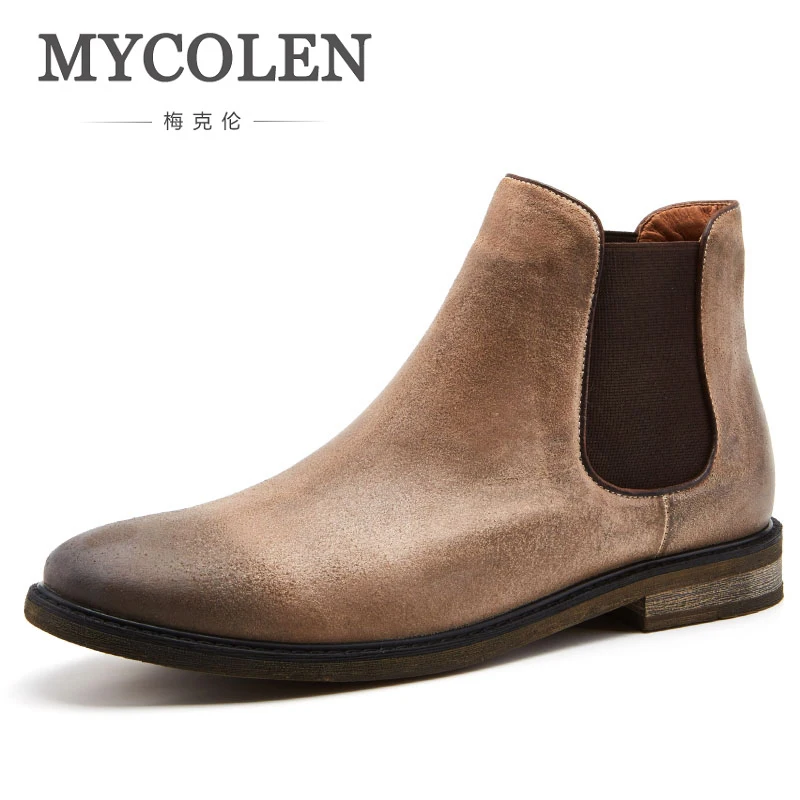

MYCOLEN New Popular Chelsea Boots Minimalist Design Genuine Leather Men Autumn Winter Boot Ankle Boots Fashion Men'S Boots