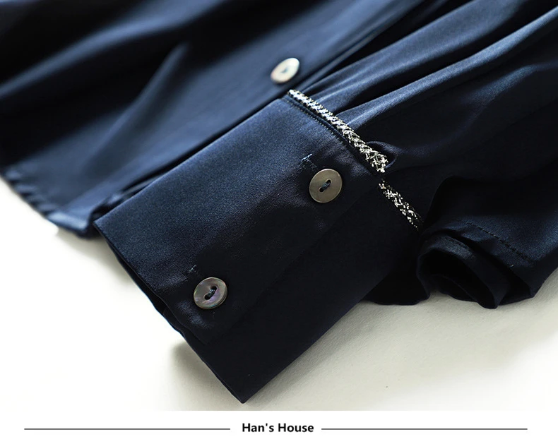 Шелковая Блуза женская рубашка однотонная Асимметричная плиссированная дизайнерская с круглым вырезом и длинными расклешенными рукавами 3 цвета офисный Топ Новая мода