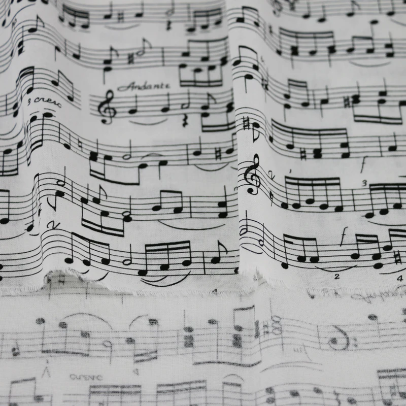 100cm*110cm Music Note Print Cotton Cloth Craft Diy Zakka Cotton Material Fabric Poplin