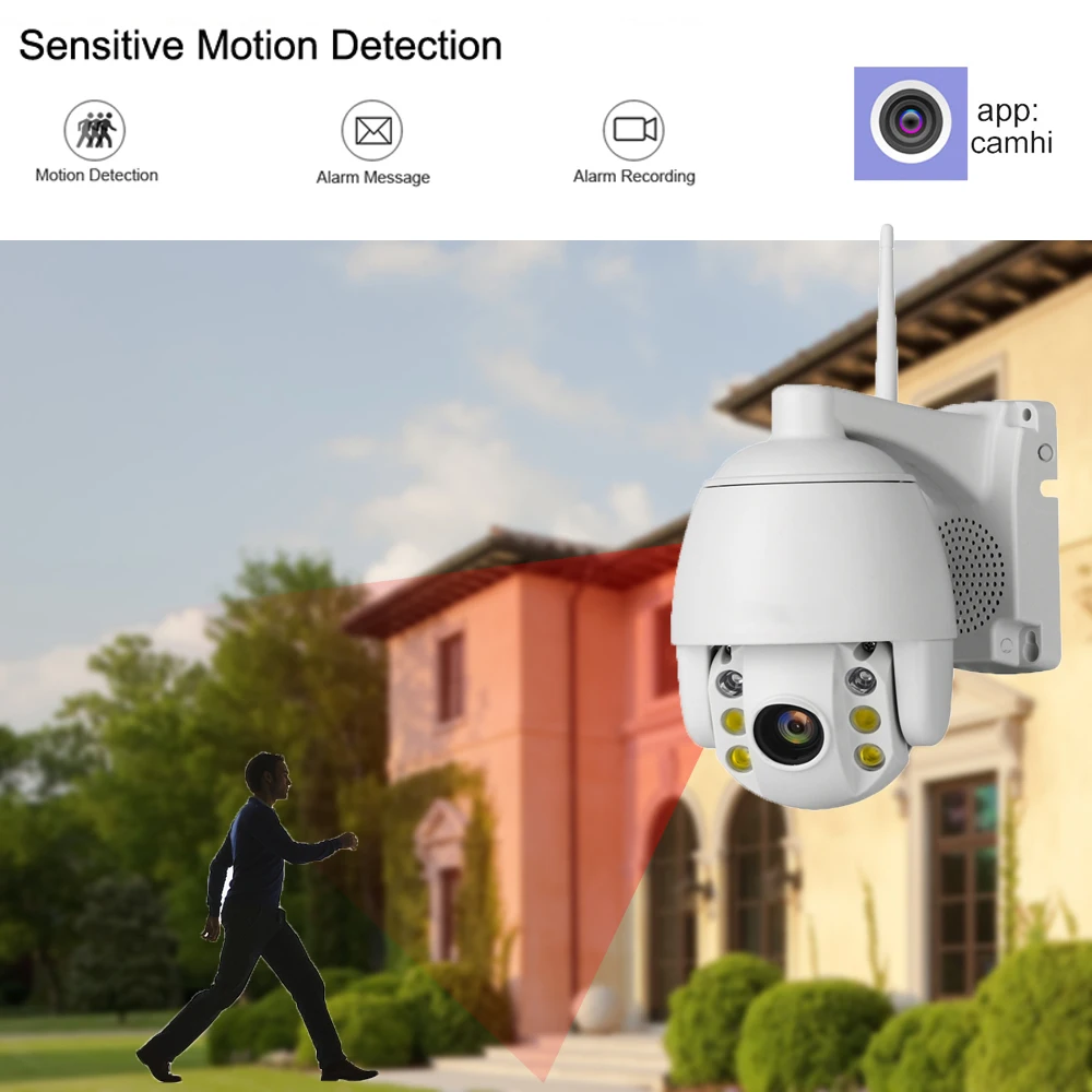  Mini Macchina Fotografica del IP di WIFI PTZ 5X Zoom 1080 P HD 2MP Senza Fili di Sicurezza di Veloc