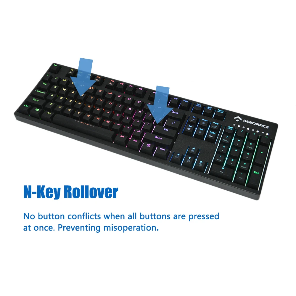 

Keborace Backlit Gamer Cherry MX Mechanical Keyboard With PBT Keycaps HGK104B