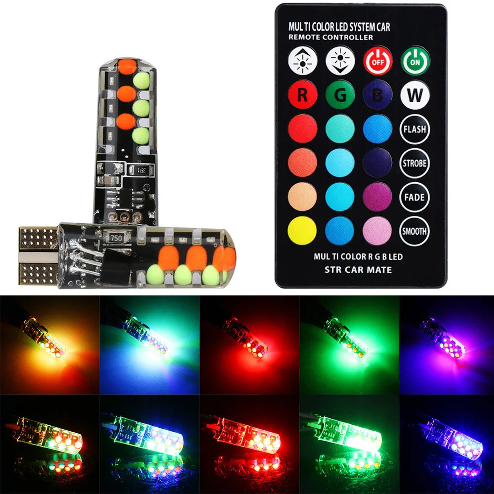 

Car RGB T10-COB Bulb Remote Control Car Width Light Strobe Atmosphere Light sep29