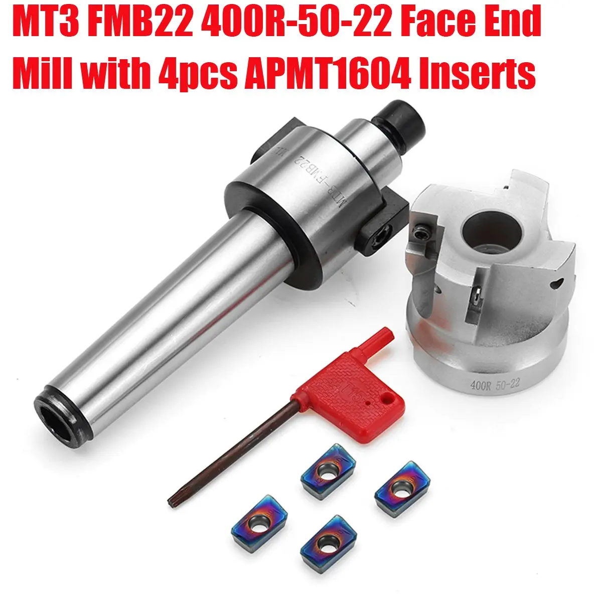 

MT3 FMB22 400R-50-22 Face End Mill with 4pcs Blue-Nano APMT1604 Inserts