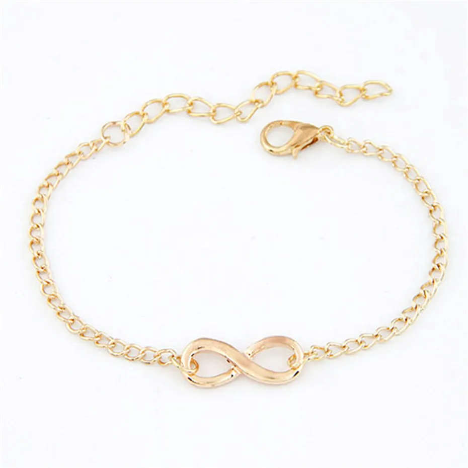 Charm Jewelry Accessories Gold Silver Alloy Simple 8 Shape Adjustable Bracelet Women Engagement Gift Girlfriend Birthday Present (2)