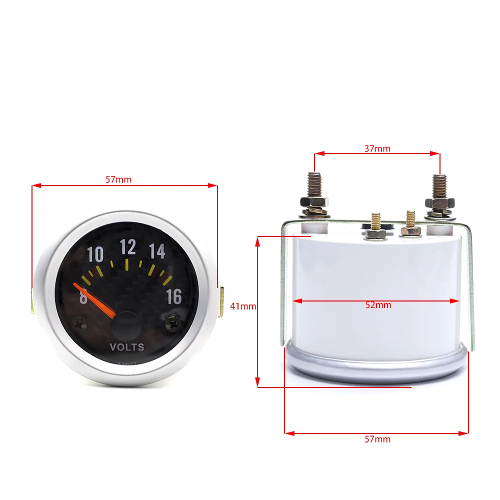 YOMI 52 мм 8-16 в автомобильный вольтметр Универсальный вольтметр из углеродного волокна для автомобиля Белый светодиодный из углеродного волокна