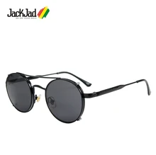 Jackjad óculos de sol estilo steampunk, óculos de sol redondo, moderno, estilo steampunk, lentes vintage, removível, modelo es085 2020