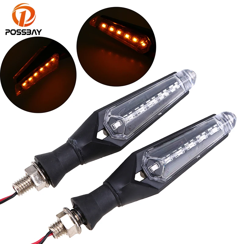 POSSBAY 1Pair Motorcycle Turn Signals Indicator Amber Lamp Double Side