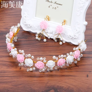 

Haimeikang Pink Flowers Wedding Hair Accessories Hairbands Bride Headband Crown Tiaras Bridal Hair Accessories Hairbands Jewelry