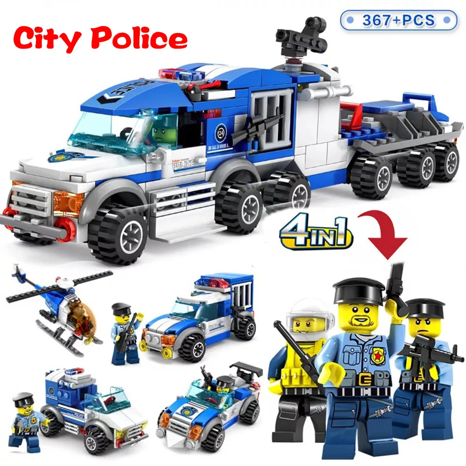 City Police Series Cars Trucks Helicopter Model Building Blocks Set Compatible Legoingly City Figures Weapon Toys For Children 