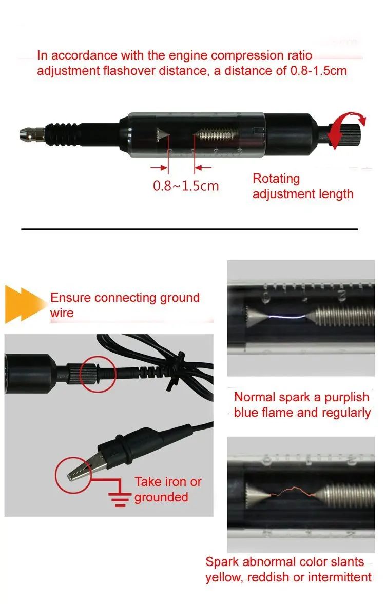 Car Spark Range Test Spark Plugs Tester Wires Tester Coils Ignition System Tester