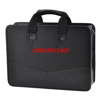 

1PCS 39cm x 28.5cm 3 Pockets Zip Up Nylon Faux Leather File Documents Bag Holder