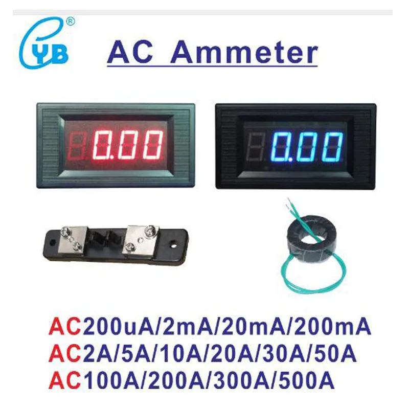

YB5135A AC LED Digital Current Meter Ammeter Ampere AC 200mA 2A 10A 50A 100A 200A 300A 500A Micro Ammeter Amp Meter ICL7107