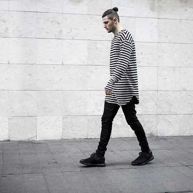 Curve Bottom New Thumb Hole Cuffs Long Sleeve Tyga Swag Style Man Hip Hop Top Tee