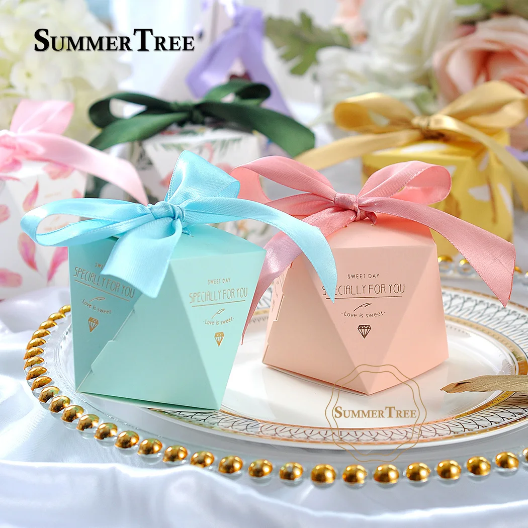 Multicolor Diamond Candy Boxes Wedding Favor Box Bags Sweet Gift Baby