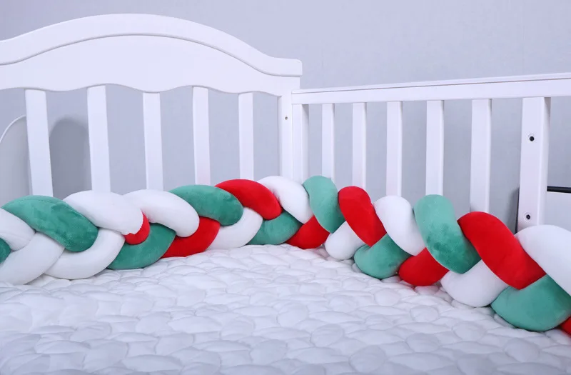 Christmas Crib 2018 Cribs Bumper Knot Infant Cotton Bed Round Bed Bedding Cot Baby Braid Pillow Pad Protector Newborn Product 1
