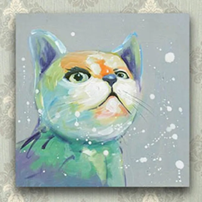 Handpainted-Animal-Oil-Painting-Modern-Abstract-Canvas-Decor-Wall-Art-Cartoon-Fat-Cat-Picture-Acrylic-Paintings