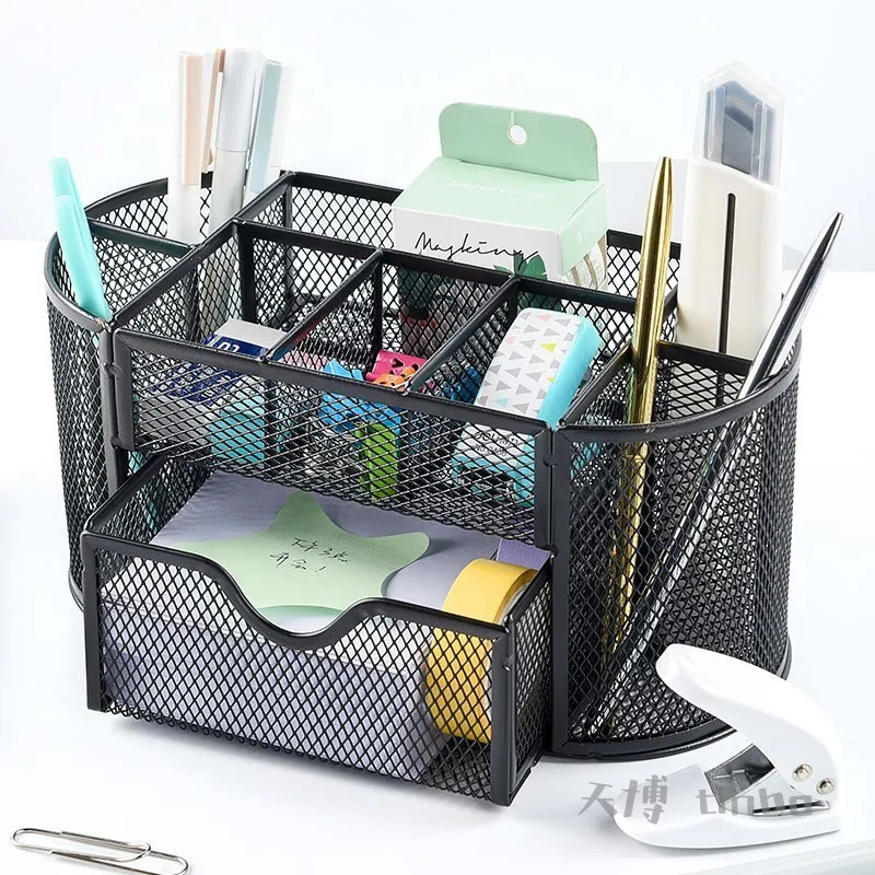 Metal Desk Organizer Accessories Office Pen Pencil Holders Creative