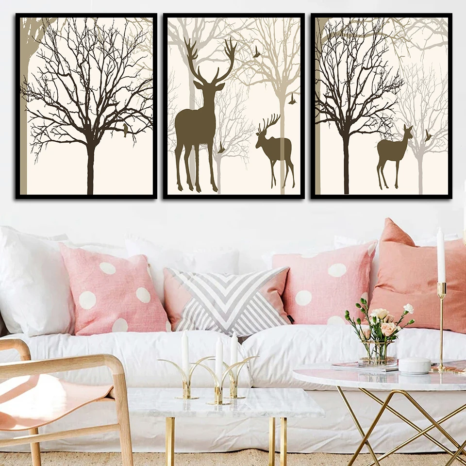 

Nordic Poster 24 Styles Deer Bear Fox Tree Moon Rabbit Art Print Canvas Painting Picture Decorative Living Room Home Decor