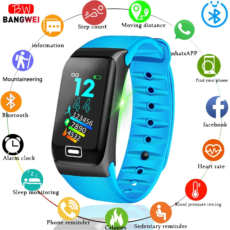 

BANGWEI Fitness Smart Watch Men Heart Rate Blood Pressure Detection Waterproof Pedometer Tracker Sports Watch For Android IOS