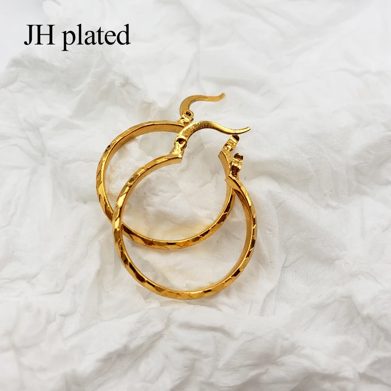 JHplated Arab Fashion 24K Hoop Earrings for Women's/Girls Gold Color Jewelry Middle East Africa Ethiopian best Gifts Party