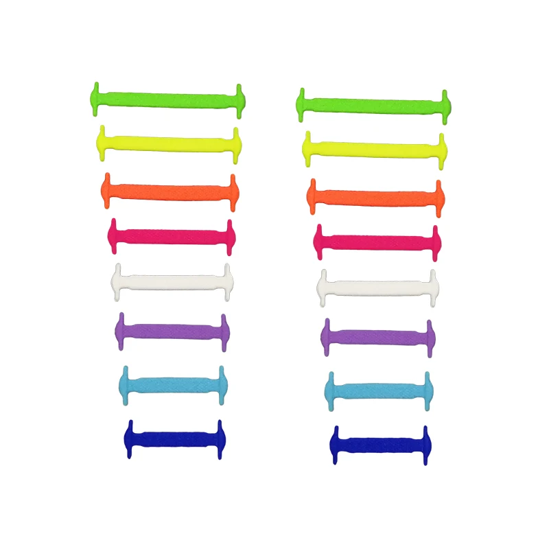 New T-type Creative Design Unisex Women Men Athletic Running No Tie Shoelaces Elastic Silicone Shoe Lace All Sneakers 16pcsset (14)