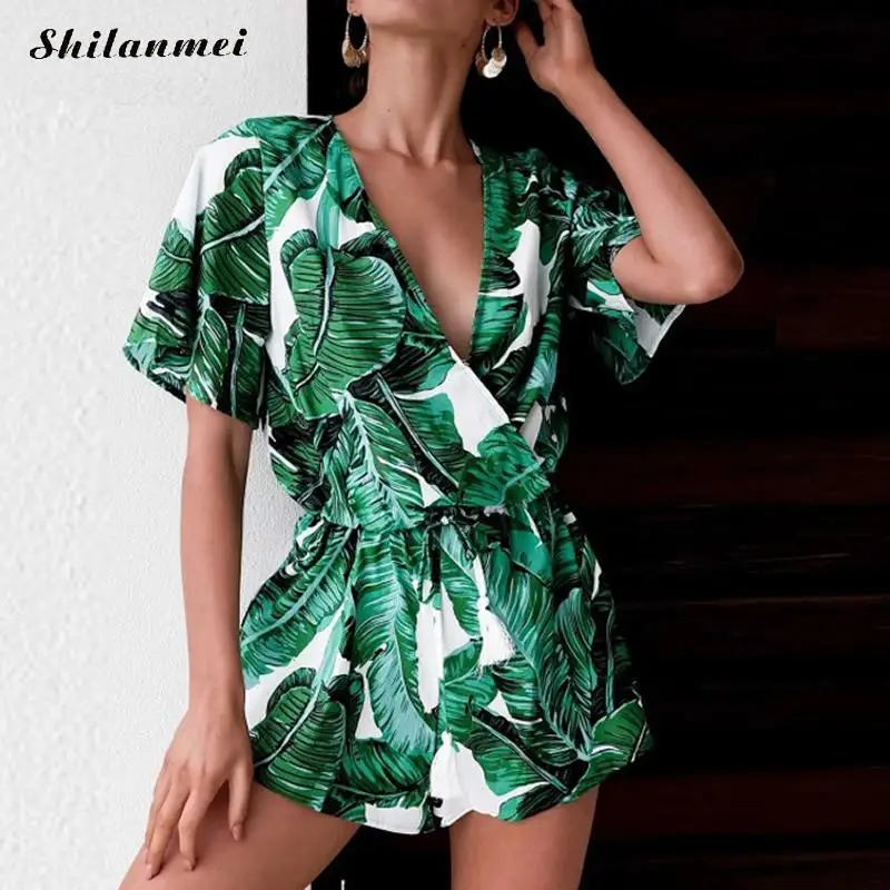 Buy 2019 Deep V Neck Summer Bodysuits Women Green