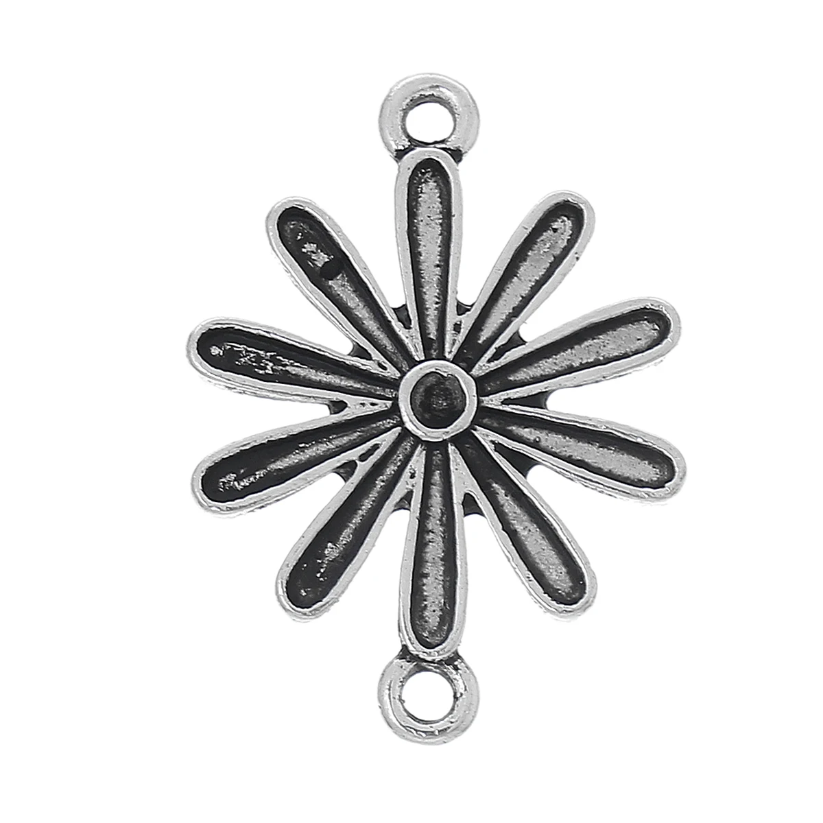 

DoreenBeads Zinc metal alloy Connectors Findings Flower Antique Silver Inlaid faceteds(Can Hold ss8 Rhinestone)26mmx19mm,2 PCs