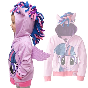 

2018 Little Kids Pony Girls Jacket Children's Coat Cute Pony Hoodies Baby Girls Jacket Children Clothing Sweatshirt 3T-10T