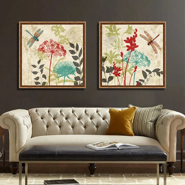 Bana Flowers And Dragonflies Vintage Floral Prints Canvas Pictures For Living Room Bedroom Home Decorative Wall Bana Flowers And Dragonflies Vintage Floral Prints Canvas Pictures For Living Room Bedroom Home Decorative Wall