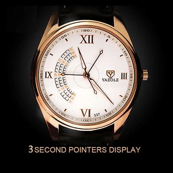

YAZOLE Classic Business Men Watches Top Brand Leather Men's Wrist Watch Large Dial Slim Rose Gold Male Clock relogio masculino